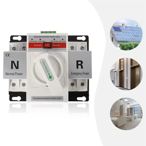 110V 220V 2P 63A  Dual Power Automatic Transfer Switches Toggle Controller Change-over  Self Cast Conversion 2
