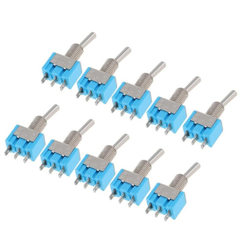 10Pcs MTS-202 SPDT  Toggle  6A 125VAC - Miniature Toggle  3Pin 2 Position Latching Waterproof Cap 1