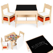 Set Mobila Copii - Masa + 2 Scaune cu Tabla ECOTOYS