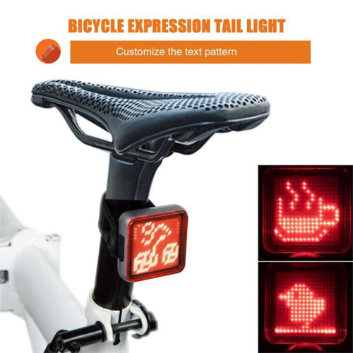 Cycling Tail Light Cycling Rear Light with Intelligent Brake Sensor High Visibility Tail Light with Expression Patterns 2