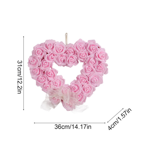 Rose Heart Wreath – Pink Plastic Decorative Wreath 1