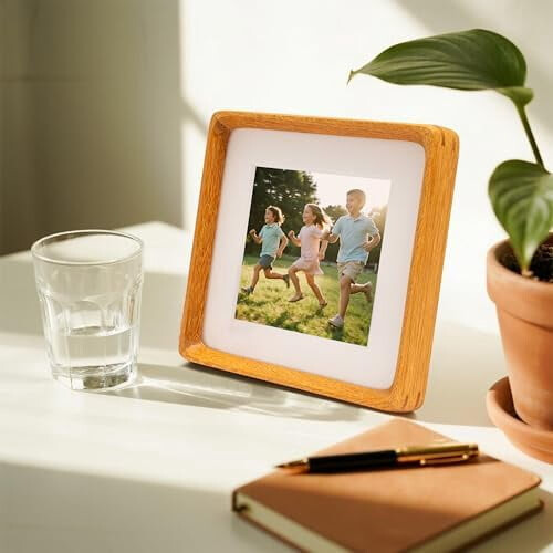 Walnut Wood Picture Frame 8x8 with 6x6 Mat 1