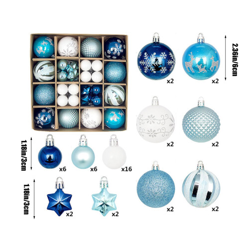 Christmas Ball Ornaments Blue White 44 pcs 2