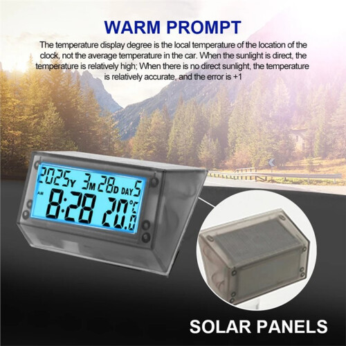 Solar Motorcycle Digital Clock with Date Week Temperature LCD Backlit Display Waterproof Thermometer with Stand Red 2