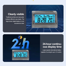 Solar Motorcycle Digital Clock with Date Week Temperature LCD Backlit Display Waterproof Thermometer with Stand