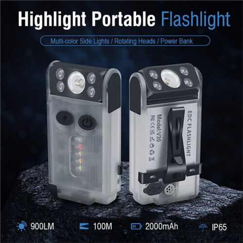 V30 Flashlight Keychain Power Bank Type-C Rechargeable Power Bank Work Light Torch Emergency Multi-Function Flashlight 2