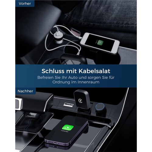 CarPlay Wireless Adapter,V5.3  Stable Connection,5.8 GHz WiFi Fast Data Transfer, USB C/A,for  IOS 10+ 2