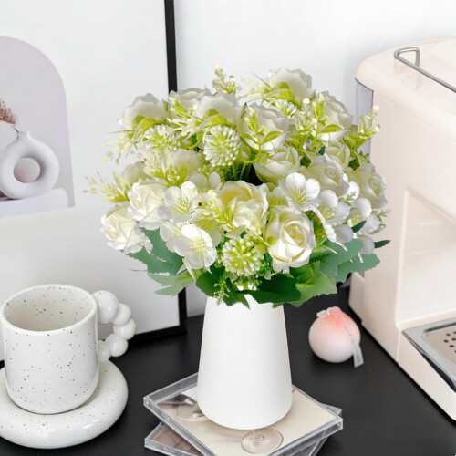 Artificial Austin Roses Bouquet 7 pcs Silk Peonies 2