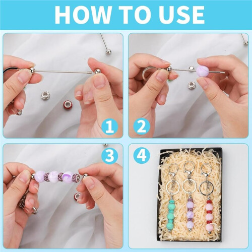 168Pcs Beadable Keychains Kit, Keychains Bulk for Keychain Making Accessories with Beadable Keychain Bars Silicone Beads 2