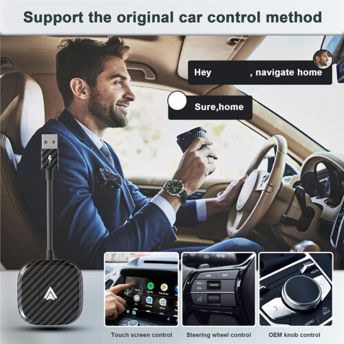 Wireless Android Auto Car Adapter, Wireless Carplay Dongle Convert Wired to Wireless for Android/ Plug and 2