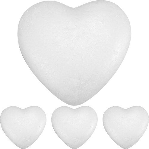 WEUVEB Heart Decor for Wall Foam Hearts DIY Modeling Kits White 4Pcs 2