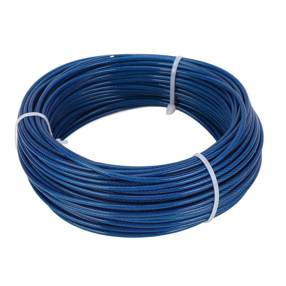 100Ft Blue Steel Wire Rope Turnbuckle Tensioner Kit 3Mm For Outdoor Clothesline 9411384835170