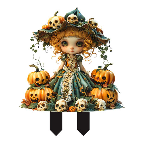 Jardinière acrylique d'Halloween pour cour avec sorcière, fée, 2