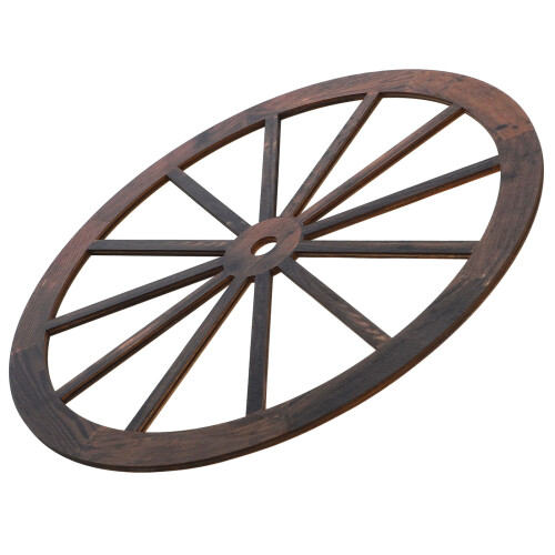 Decor de perete cu roată de trăsură western, maro, rustic, pachet de 1 2