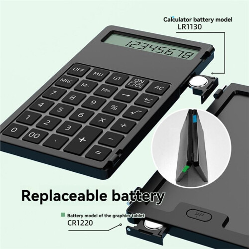Calculadora de 5 Polegadas com Tablet de Bateria Tipo Botão, Portátil, Dobrável e com Tela LCD para Aprendizado, Negócios e Escritório. 2