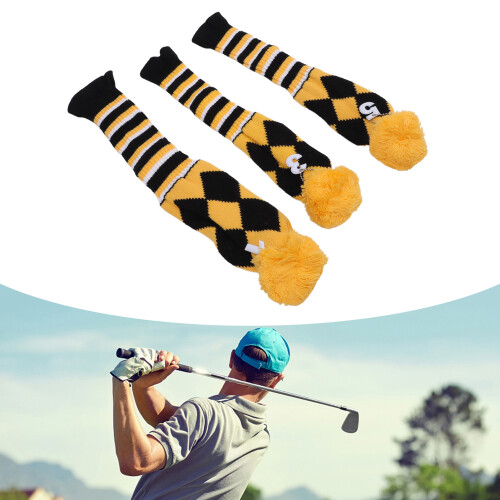 Set da 3 copri-testa da golf - Pom-Pom - OS - Giallo Nero