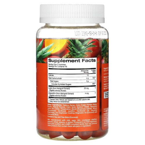 California Gold Nutrition, Λουτεΐνη και Ζεαξανθίνη Γούμια, Τροπικά, 90 Βοτανογενή Γούμια 1