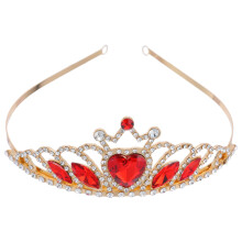 Red Alloy Rhinestone Heart Tiara Elegant Bridal Wedding Headband