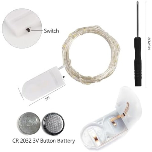 24 Pack Cool White Fairy Lights 7ft 20-LED Battery Operated 2