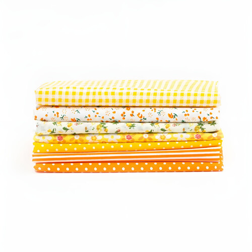 Pacote com 14 peças de tecido floral em algodão premium para costura, artesanato e patchwork – Estampas amarelas para bolsas, patchwork e 1