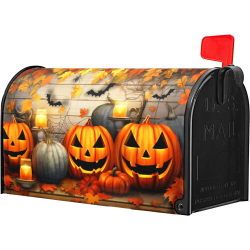 Θήκη Γραμματοκιβωτίου Halloween, Μαγνητικό Σχέδιο Κολοκύθας & Ηλίανθου 18x21 ιντσών – 1
