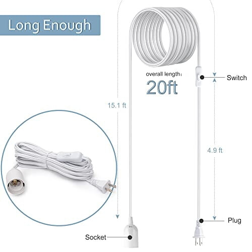 Hanging Lantern Pendant Light Cord 20 Ft UL Approved 360W 1