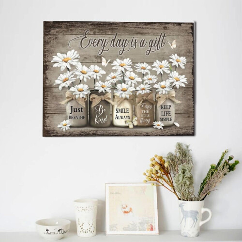 Rustic Daisy & Butterfly Canvas Wall Art 12x16 in 2