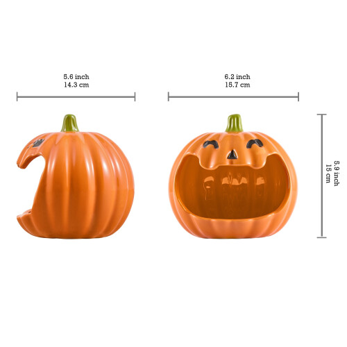 Κεραμική θήκη για μπολ με καραμέλες Bico Orange Pumpkin με μεγάλο άνοιγμα, για καραμέλες, 1