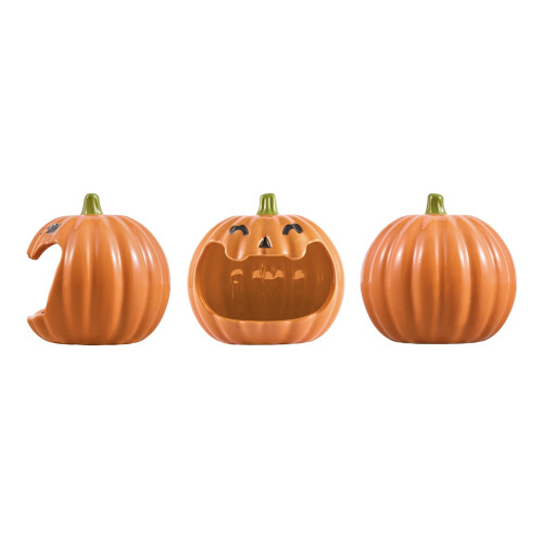 Κεραμική θήκη για μπολ με καραμέλες Bico Orange Pumpkin με μεγάλο άνοιγμα, για καραμέλες, 2
