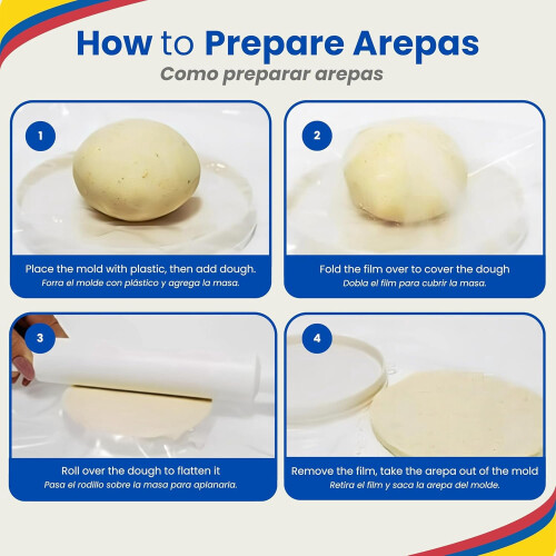 Καλούπι για Arepas με Πλάστη – 3 μεγέθη (5,9", 4,3", 3,1"), Διπλό πάχος, Ασφαλές για τρόφιμα & 1