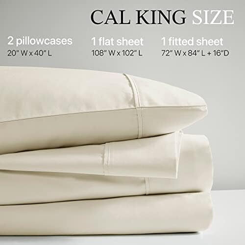 1000 TC Cotton Blend Sheet Set, Deep Pocket, Ivory, 4-Piece 1