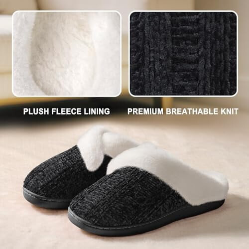 Γυναικείες παντόφλες Fuzzy – Memory Foam, επένδυση από fleece, αντιολισθητική σόλα από 2