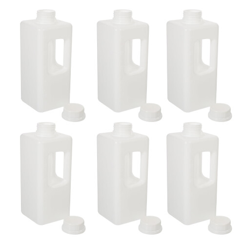 6 x Plastic Milk Bottles with Cap and Handle 1