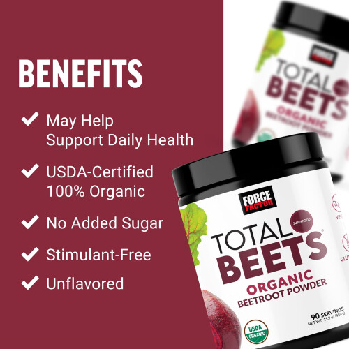 Force Factor, Total Beets, Organisk Bønne-Rødbede-Pulver, 15.9 oz (450 g) 2