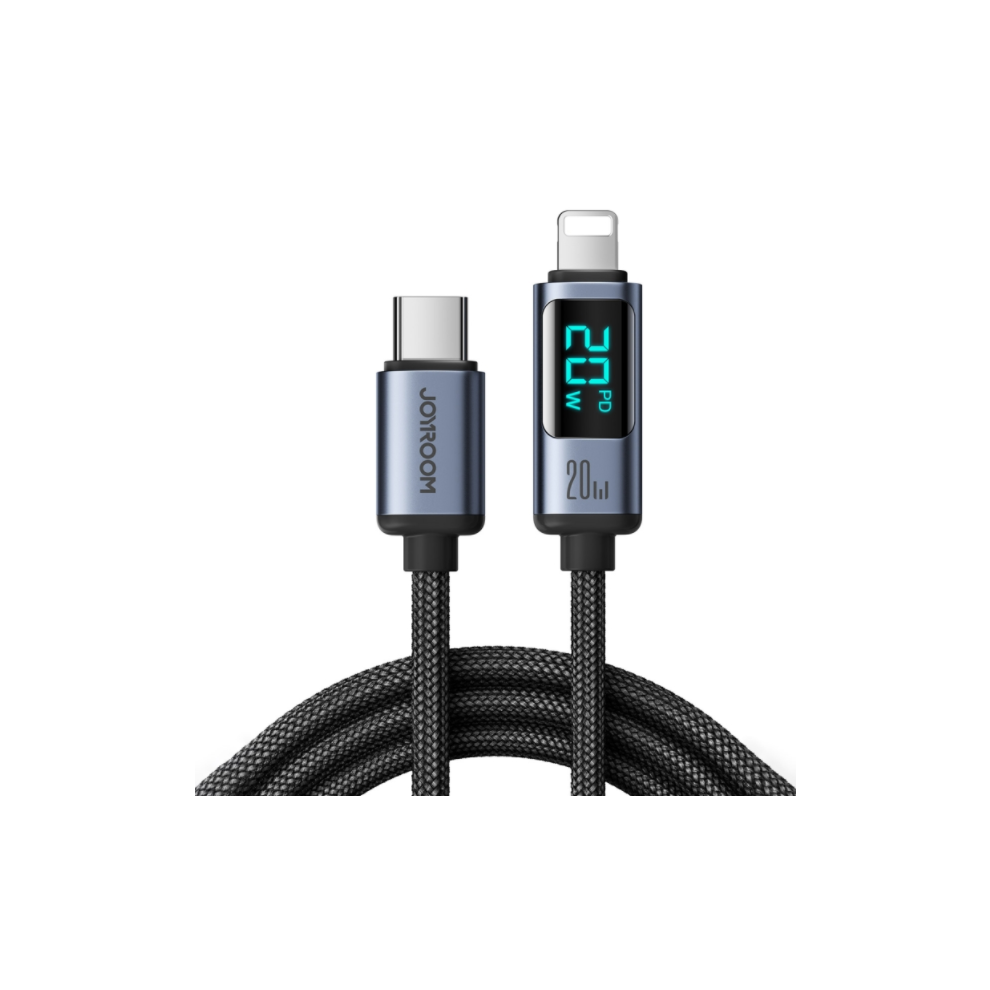 20W Type-C To Lightning Digital Display Fast Charging Data Cable 1.2M Black 5061105061674