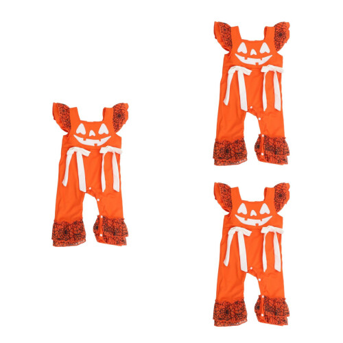 3Pièces Body Bébé Orange Coton Halloween 2