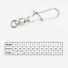 (5# 48mm)50pc Stainless Steel Ball Bearing Fishing Swivel With Lock Snap Dual Snap Lock