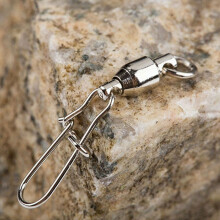 (8# 75mm)50pc Stainless Steel Ball Bearing Fishing Swivel With Lock Snap Dual Lock Snap