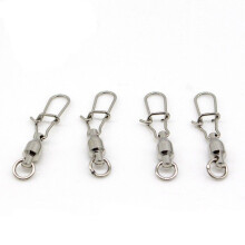 (5# 48mm)50pc Stainless Steel Ball Bearing Fishing Swivel With Lock Snap Dual Snap Lock