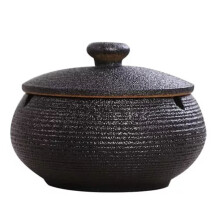 Japanese Kanji Style Ceramic Ashtray Premium Ceramic Material With Lid Windproof Design Suitable For Multiple Locations Large Volume Home Office