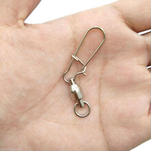 (6# 56mm)50pc Stainless Steel Ball Bearing Fishing Swivel With Lock Snap Dual Lock Snap