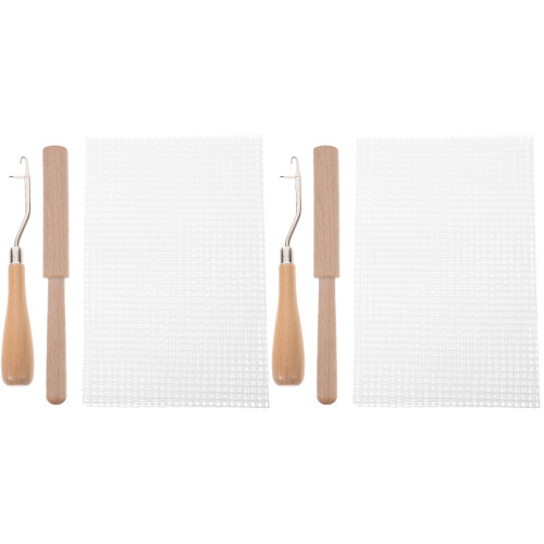 2Sets Wooden Bent Latch Hook Yarn Tool for Carpet DIY Assorted Colors 1