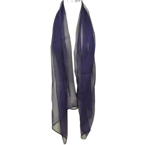 Ensfarget 100 % silkeskjerf, indigo 1