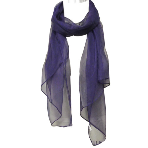 Ensfarget 100 % silkeskjerf, indigo 2