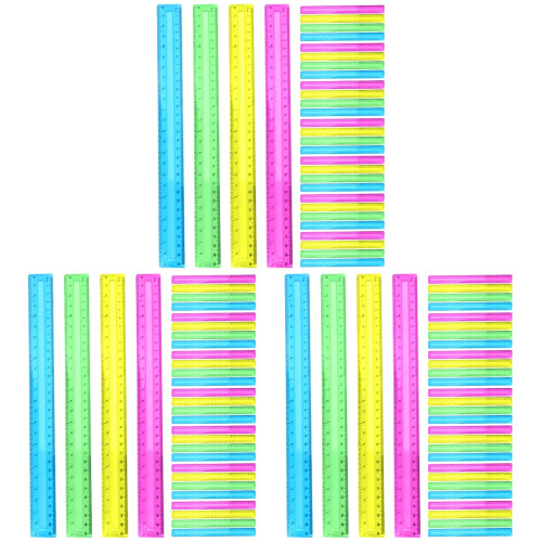 96Pcs High Grade Plastic 30Cm Rulers Assorted Colors for Classroom Use 1