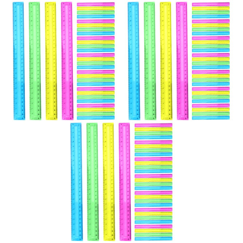 96Pcs High Grade Plastic 30Cm Rulers Assorted Colors for Classroom Use 2