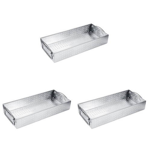 3Pcs Stainless Steel Tableware Storage Holder Silver Utensil Drain Box 1