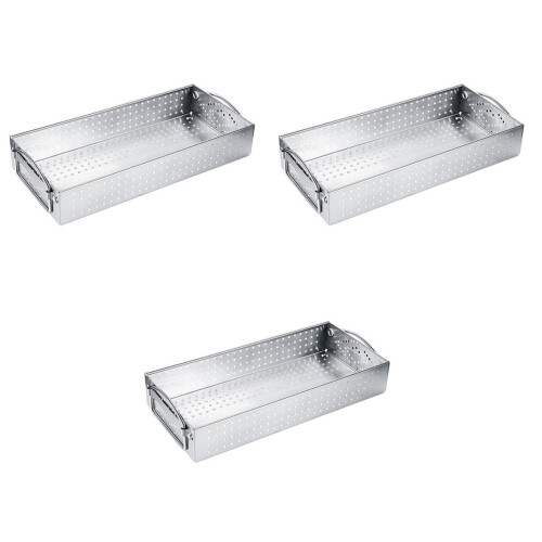 3Pcs Stainless Steel Tableware Storage Holder Silver Utensil Drain Box 2