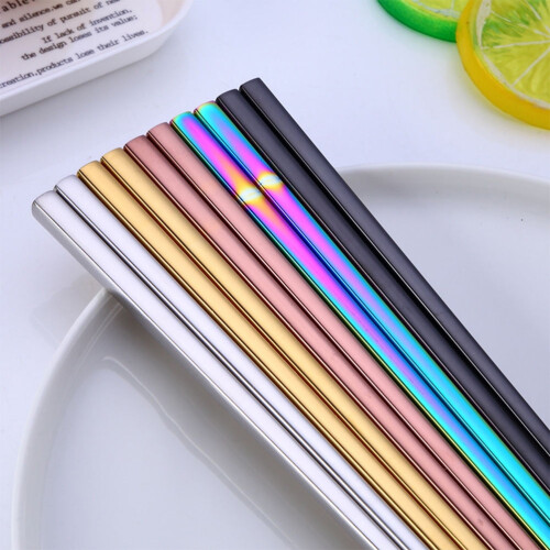 OUNONA Επιμεταλλωμένα Chopsticks από ανοξείδωτο ατσάλι, σε διάφορα χρώματα, κατάλληλα 1