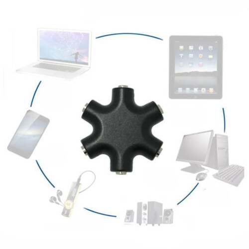 5-Wege-3,5-mm-Audio-Buchse HUB Headset AUX Stereo Splitter Multi E3Q2 1